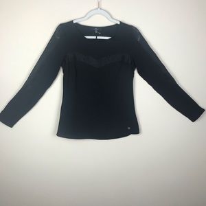 NWT Mavi Lace like Black lo Sleeve Top